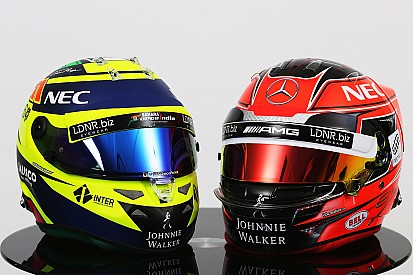 GALERÍA: los nuevos cascos de Pérez y Ocon