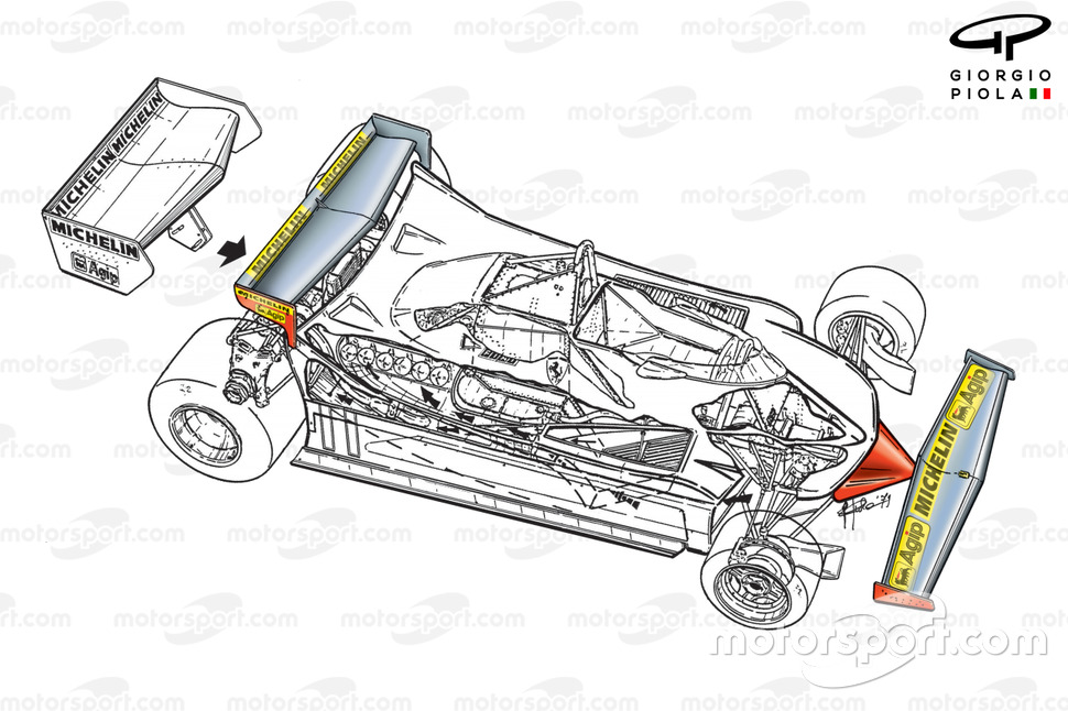 La Ferrari 312T4, 3/4 para el GP de Mónaco.