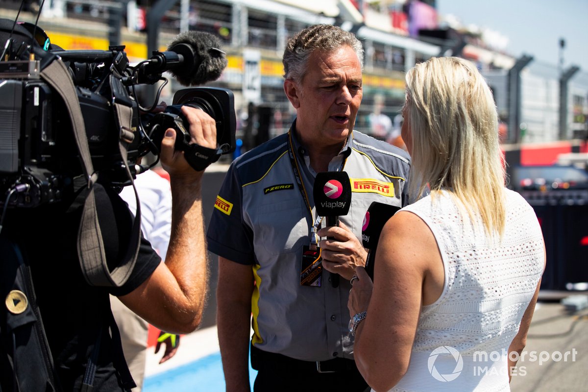 Mario Isola, Racing Manager, Pirelli Motorsport, during an interview on the grid