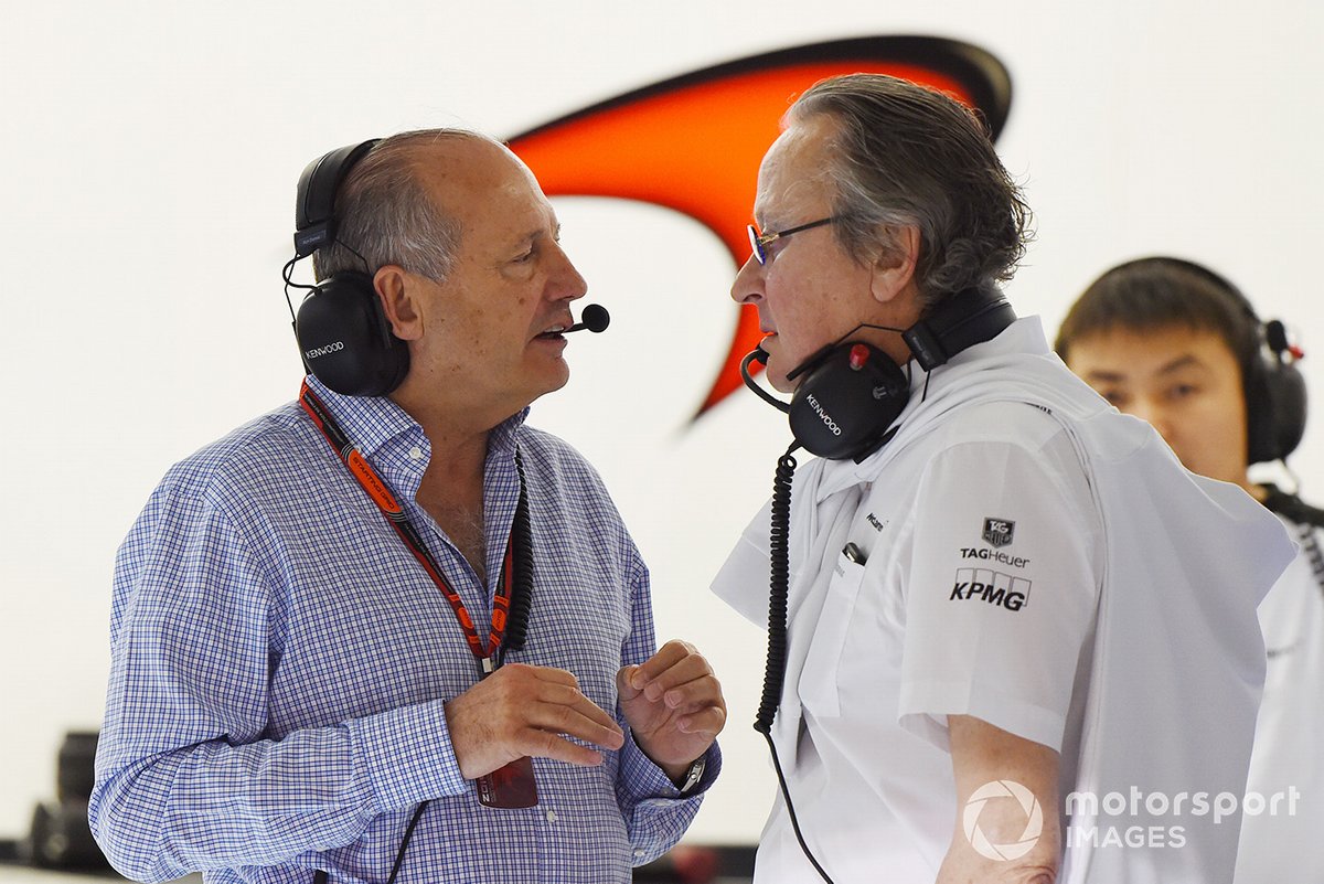 Mansour Ojjeh, TAG y Ron Dennis, McLaren director ejecutivo.