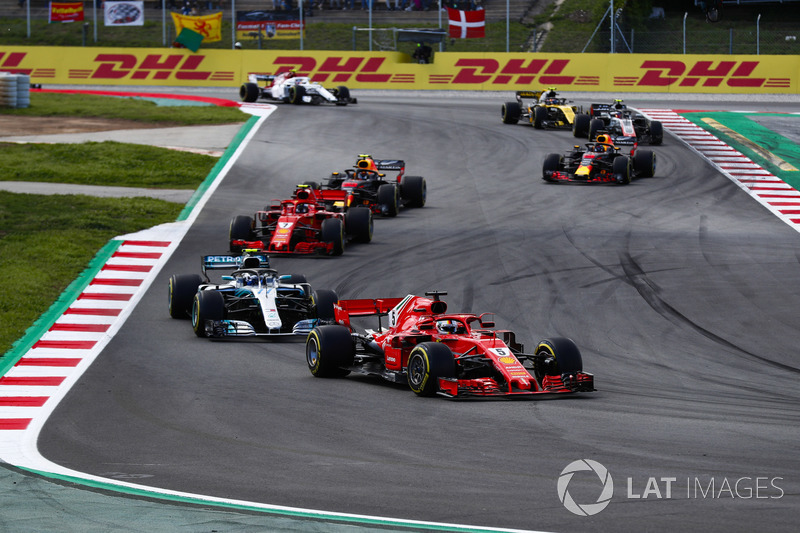 Sebastian Vettel, Ferrari SF71H, Valtteri Bottas, Mercedes AMG F1 W09, Kimi Raikkonen, Ferrari SF71H, Max Verstappen, Red Bull Racing RB14, Daniel Ricciardo, Red Bull Racing RB14