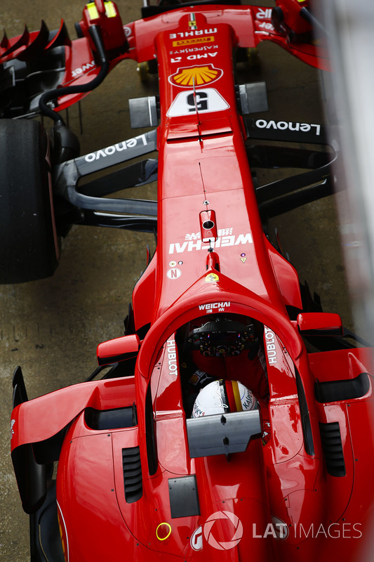 Sebastian Vettel, Ferrari, in pit lane