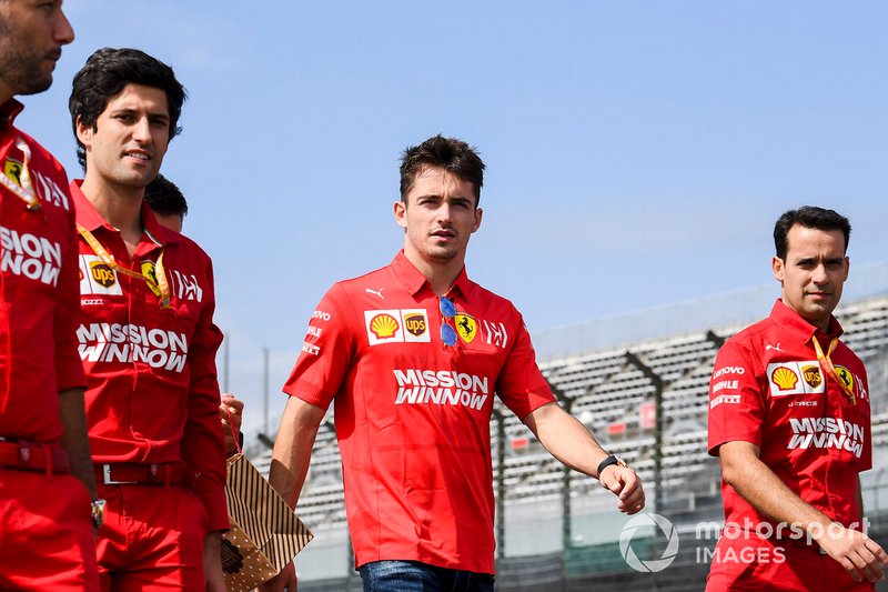 Charles Leclerc, Ferrari walks the track