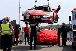 The car of René Rast, Audi Sport Team Rosberg, Audi RS 5 DTM after the crash