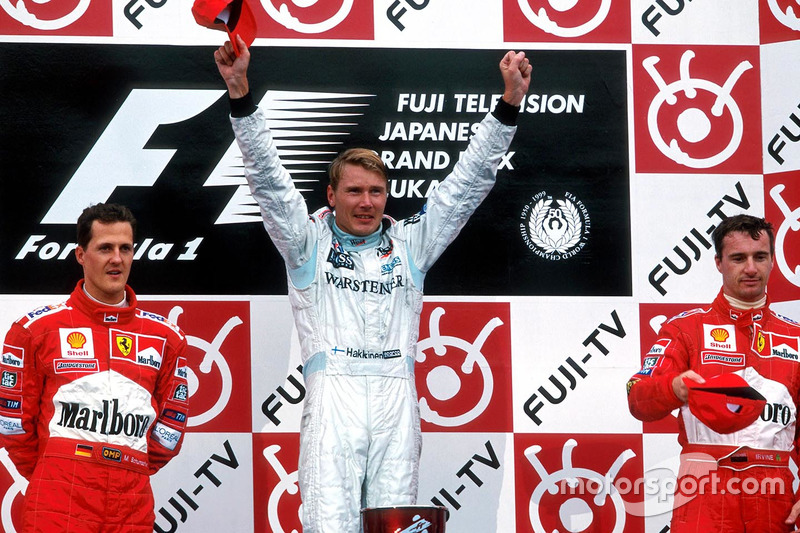 1999: 1. Mika Hakkinen, 2. Michael Schumacher, 3. Eddie Irvine