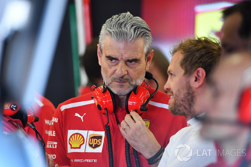 Sebastian Vettel, Ferrari and Maurizio Arrivabene, Ferrari Team Principal