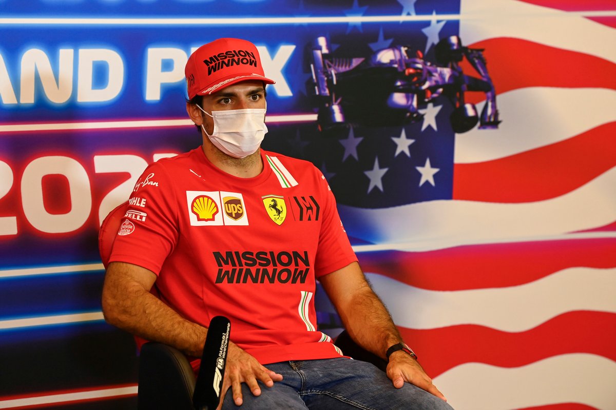 Carlos Sainz Jr., Ferrari in the drivers press conference
