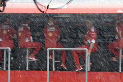 Ferrari pit gantry in the rain