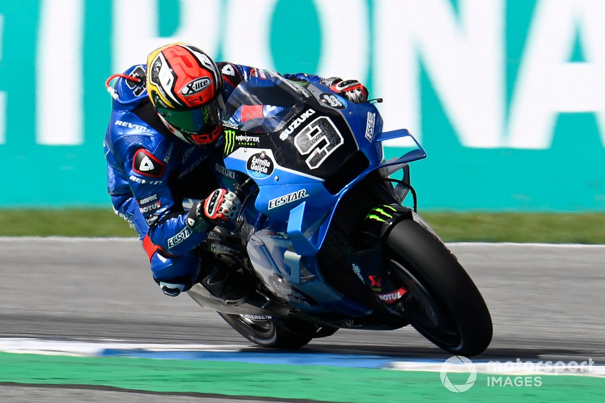 Danilo Petrucci dalam balutan baju balap Team Suzuki Ecstar saat menggantikan Joan Mir di MotoGP Thailand 2022