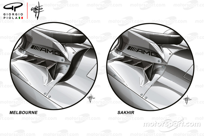 Mercedes AMG F1 W10 side exit comparsion
