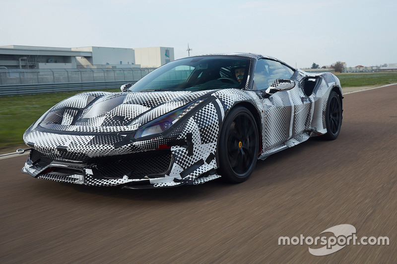 Valentino Rossi testing the Ferrari 488 Pista