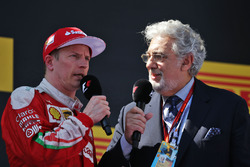 Kimi Raikkonen, Ferrari on the podium with Placido Domingo, Opera Singer