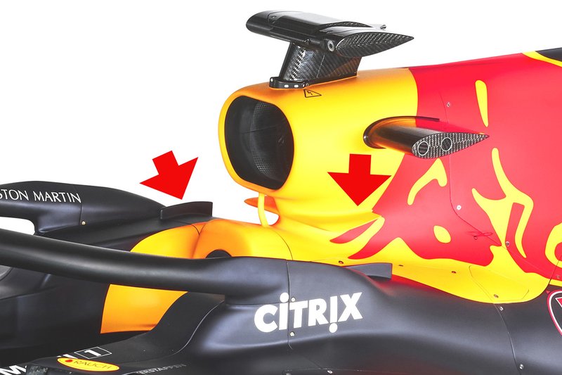 Red Bull Racing RB16: ecco le alette sotto all'airbox e le pinne per arrivare alla misura minima