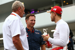 Dr Helmut Marko, Red Bull Motorsport Consultant met Christian Horner, teambaas Red Bull Racing en Se