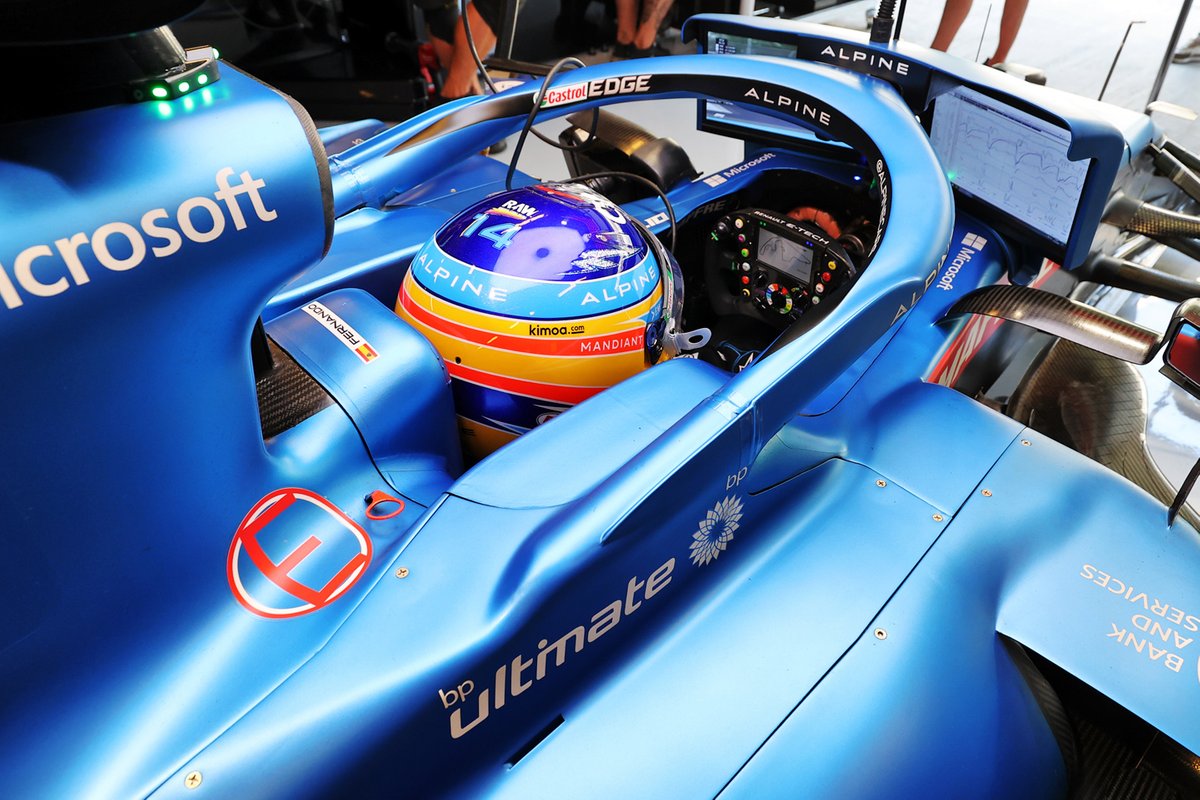 Detalle de la cabina de Fernando Alonso, Alpine A521