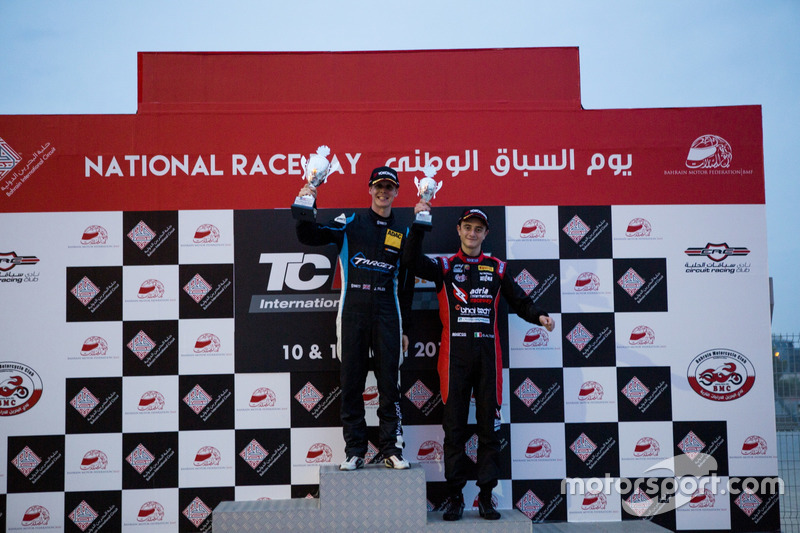 Podium: Race winner Josh Files, Lap57 Motorsport, Honda Civic TCR; third place Giacomo Altoè, Liqui