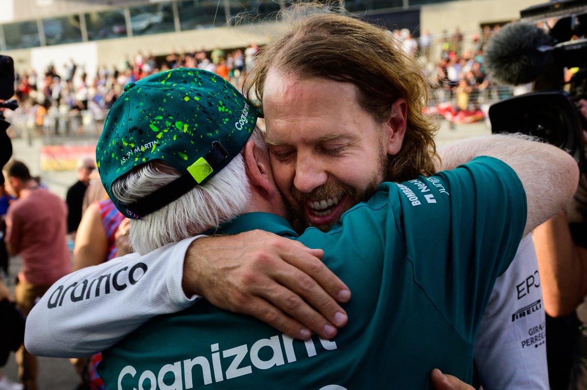 Sebastian Vettel, Aston Martin Racing, y su padre Norbert Vettel