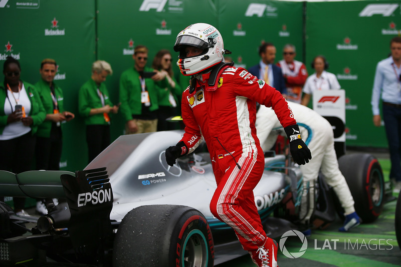 Sebastian Vettel, Ferrari, Első hely, győzelem ünneplése a Parc Fermeben
