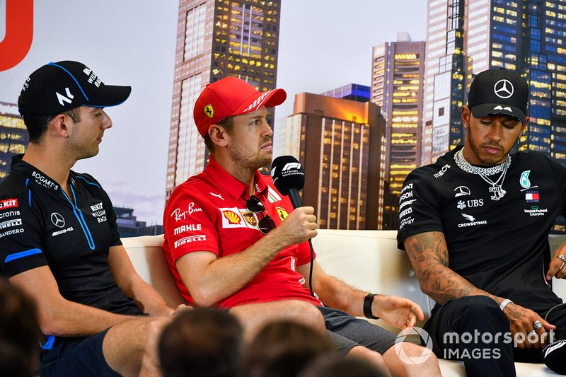 Nicholas Latifi, Williams Racing, Sebastian Vettel, Ferrari and Lewis Hamilton, Mercedes-AMG Petronas F1, in the press conference