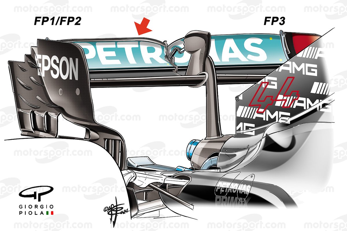 Les changements appliqués sur l'aileron arrière de la Mercedes W12 au GP d'Arabie saoudite