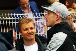 Nico Rosberg, Mercedes AMG F1 with Nico Hulkenberg, Sahara Force India F1 on the drivers parade