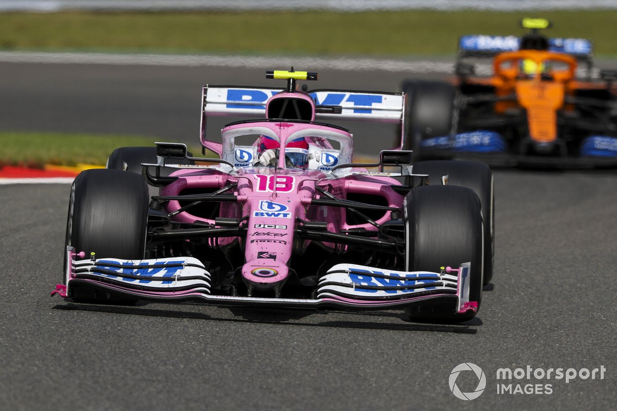 Lance Stroll, Racing Point RP20, Lando Norris, McLaren MCL35