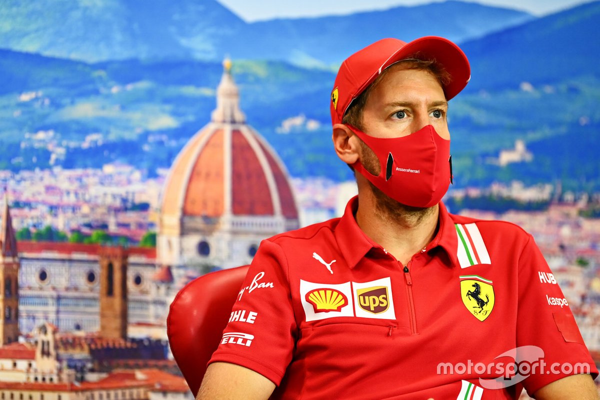 Sebastian Vettel, Ferrari in the press conference
