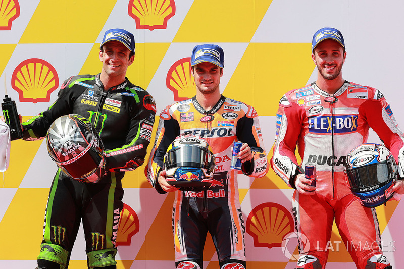 Pole pozisyonu Dani Pedrosa, Repsol Honda Team, 2. sıra Johann Zarco, Monster Yamaha Tech 3, 3. sıra Andrea Dovizioso, Ducati Team