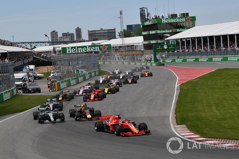 Sebastian Vettel, Ferrari SF71H, al comando alla partenza della gara