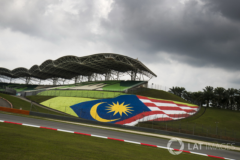 The Malaysian flag underneath a grandstand