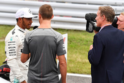 Lewis Hamilton, Mercedes AMG F1 talks with Jenson Button, David Coulthard, Channel Four TV Commentator in parc ferme