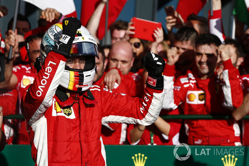 Yarış galibi Sebastian Vettel, Ferrari SF71H, Parc Ferme