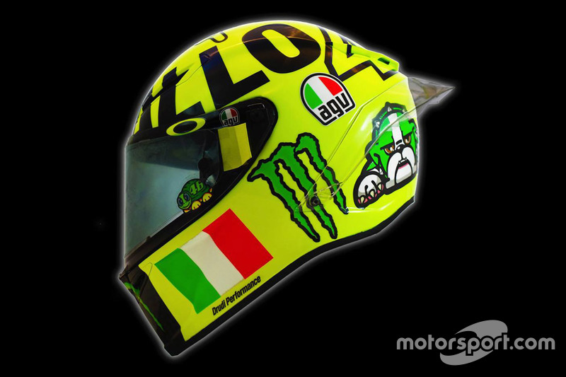 Nieuwe helm van Valentino Rossi, Yamaha Factory Racing
