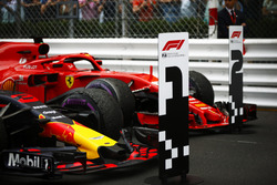 Car of race winner Daniel Ricciardo Red Bull Racing RB14 and Sebastian Vettel Ferrari SF71H