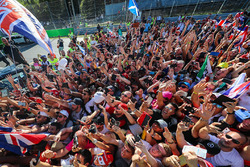 Race winner Lewis Hamilton, Mercedes AMG F1 celebrates, the fans