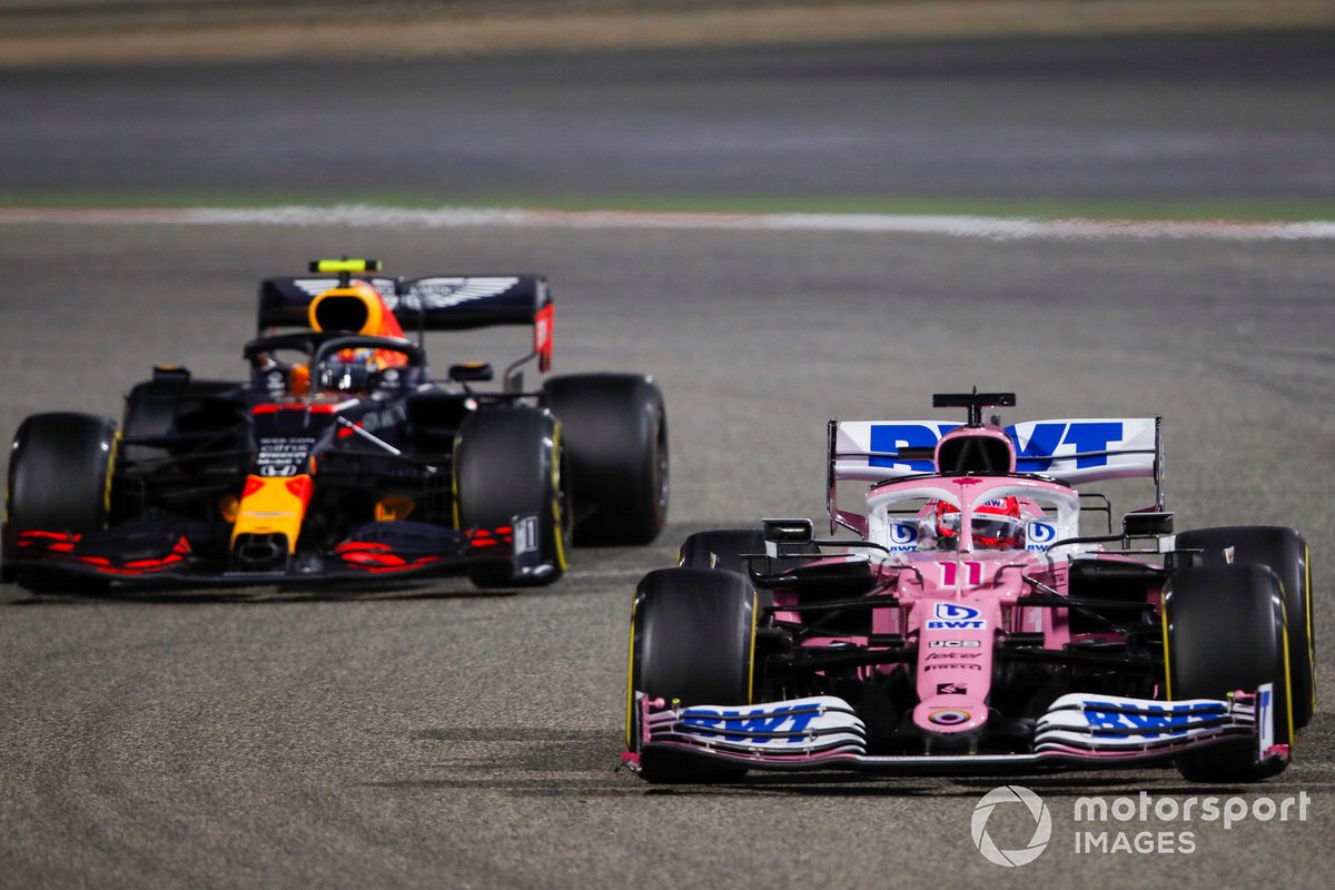 Sergio Perez di atas Racing Point RP20 (kanan) dan Alex Albon dengan Red Bull Racing RB16, kini bersaing memperebutkan satu posisi di Tim Red Bull Racing.
