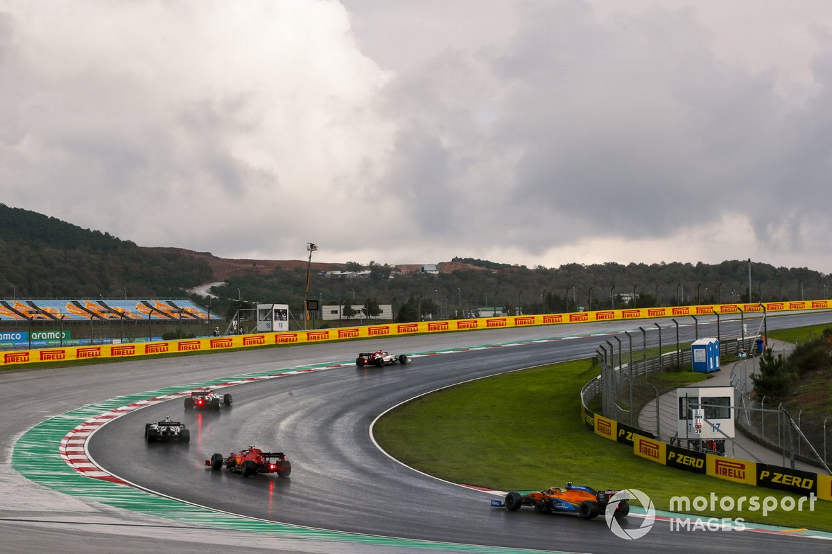 Kimi Raikkonen, Alfa Romeo Racing C39, Daniil Kvyat, AlphaTauri AT01, Pierre Gasly, AlphaTauri AT01, Charles Leclerc, Ferrari SF1000, and Lando Norris, McLaren MCL35