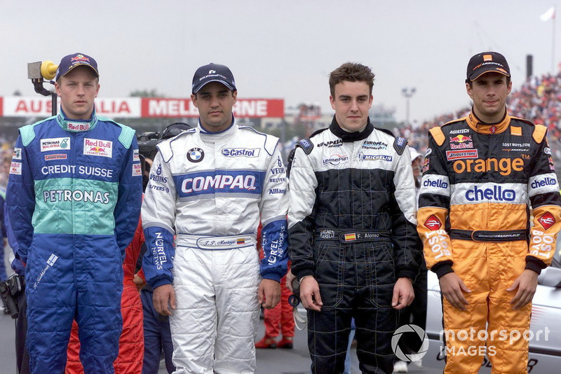 F1 Rookies, Kimi Raikkonen, Sauber C20, Juan Pablo Montoya, Williams, Fernando Alonso, Minardi and Enrique Bernoldi, Arrows