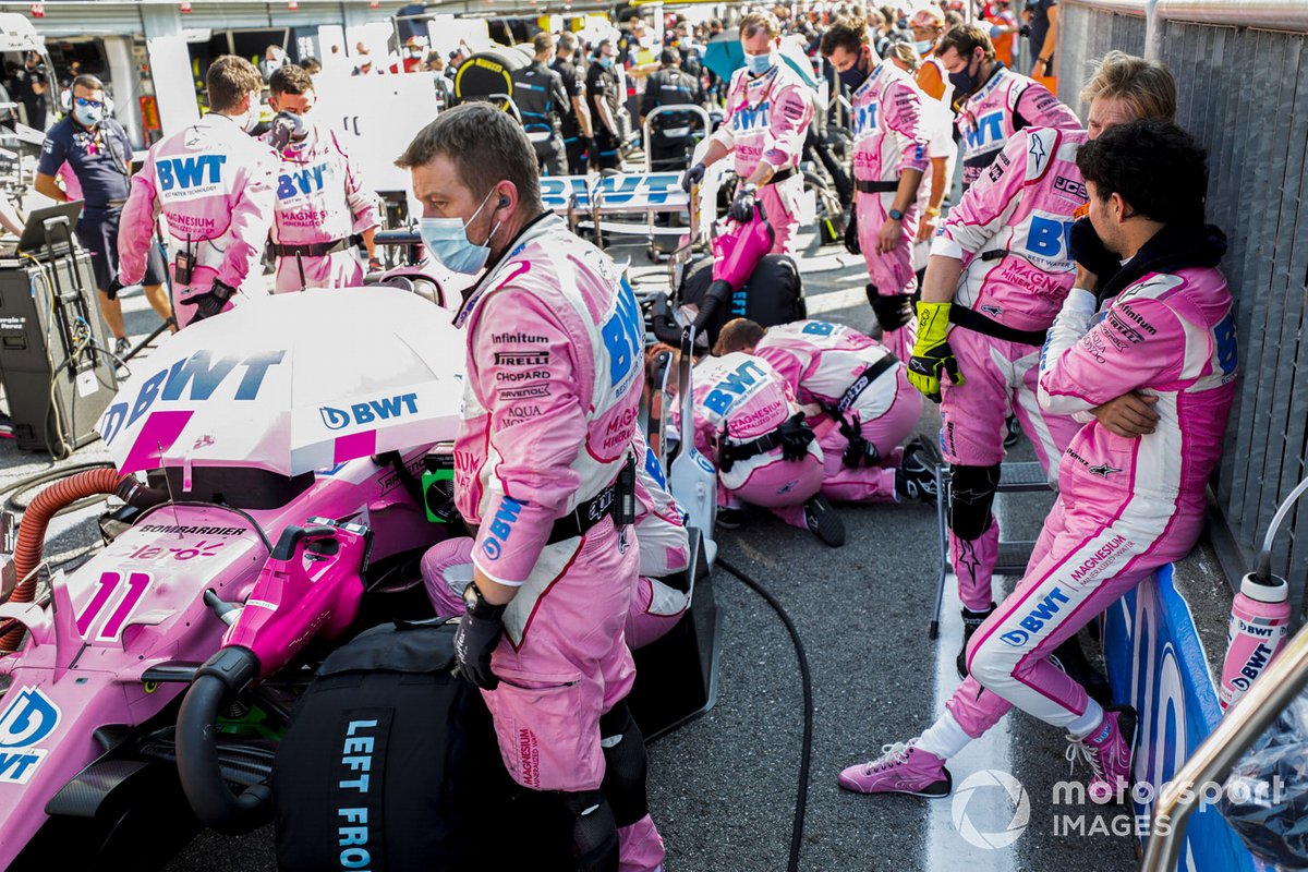 Sergio Perez, Racing Point, in the pits