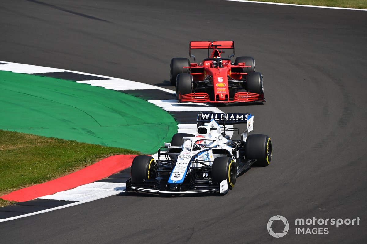 George Russell, Williams FW43, Sebastian Vettel, Ferrari SF1000