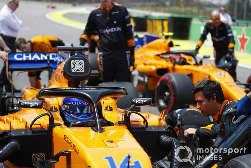 Fernando Alonso, McLaren MCL33, on the grid