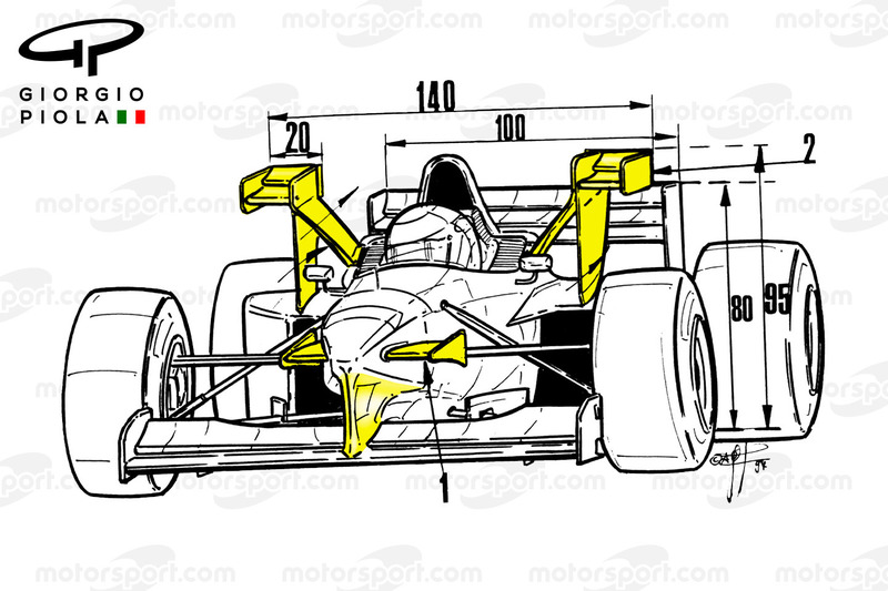 Vista frontal del Tyrrell 025, GP de Mónaco 1997