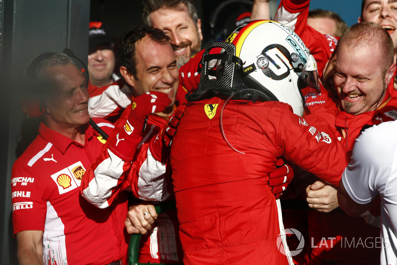 Yarış galibi Sebastian Vettel, Ferrari SF71H, Parc Ferme