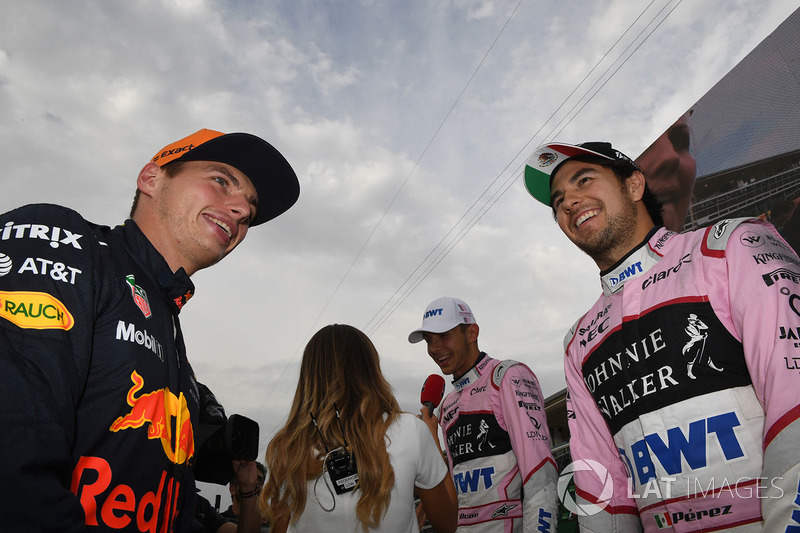 Max Verstappen, Red Bull Racing and Sergio Perez, Sahara Force India