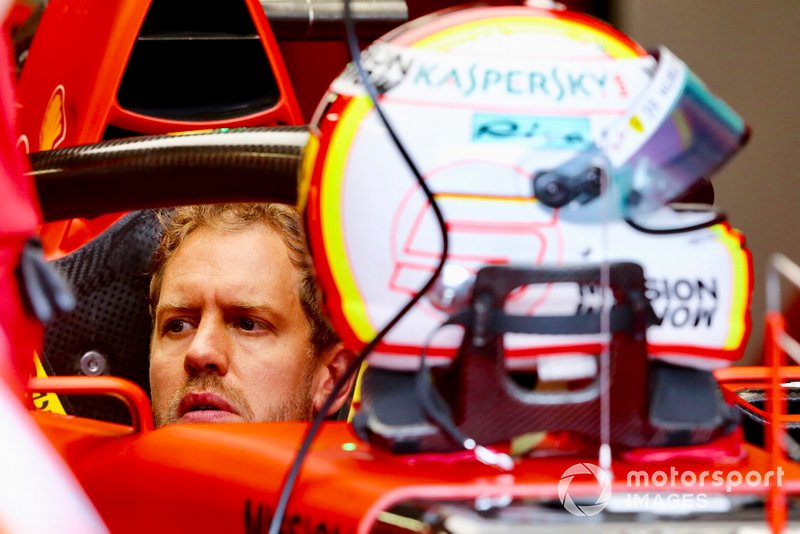 Sebastian Vettel, Ferrari SF90 dans son cockpit