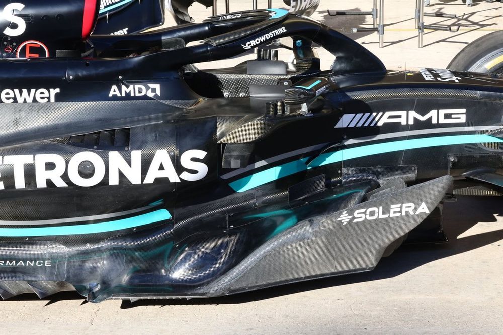 Mercedes W14 detalle lateral