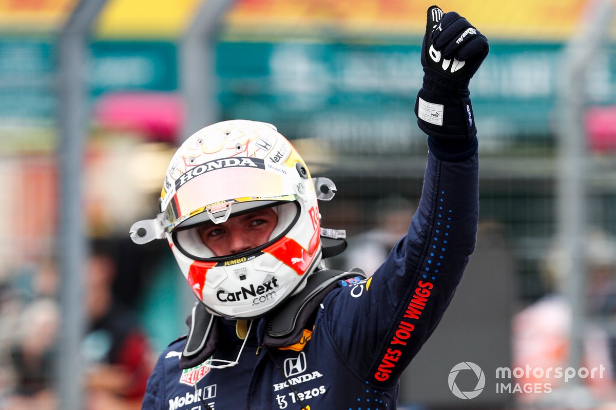 Polesitter Max Verstappen, Red Bull Racing, in Parc Ferme