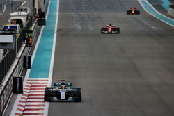 Lewis Hamilton, Mercedes F1 W08, leads Sebastian Vettel, Ferrari SF70H