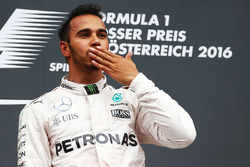 Race winner Lewis Hamilton, Mercedes AMG F1 celebrates on the podium
