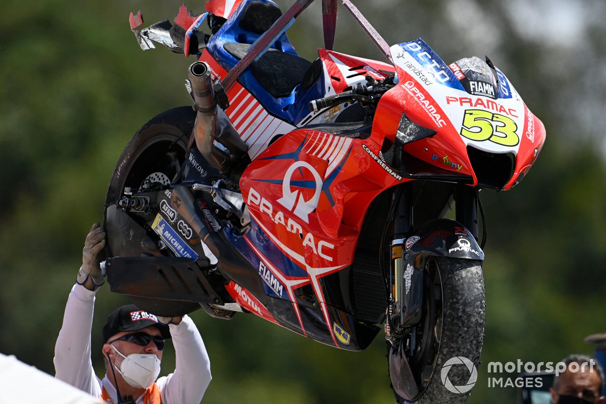 Die Pramac-Ducati von Tito Rabat nach Sturz in Kurve 13
